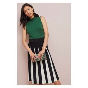 NWOT Anthropologie Maeve Daniella Pleated Maxi Skirt in Black & White  Size M